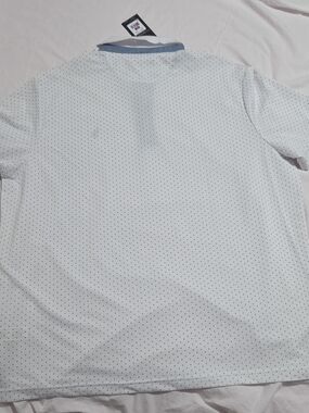 U.S. Polo Assn. White Polo with Navy Micro Dot Pattern